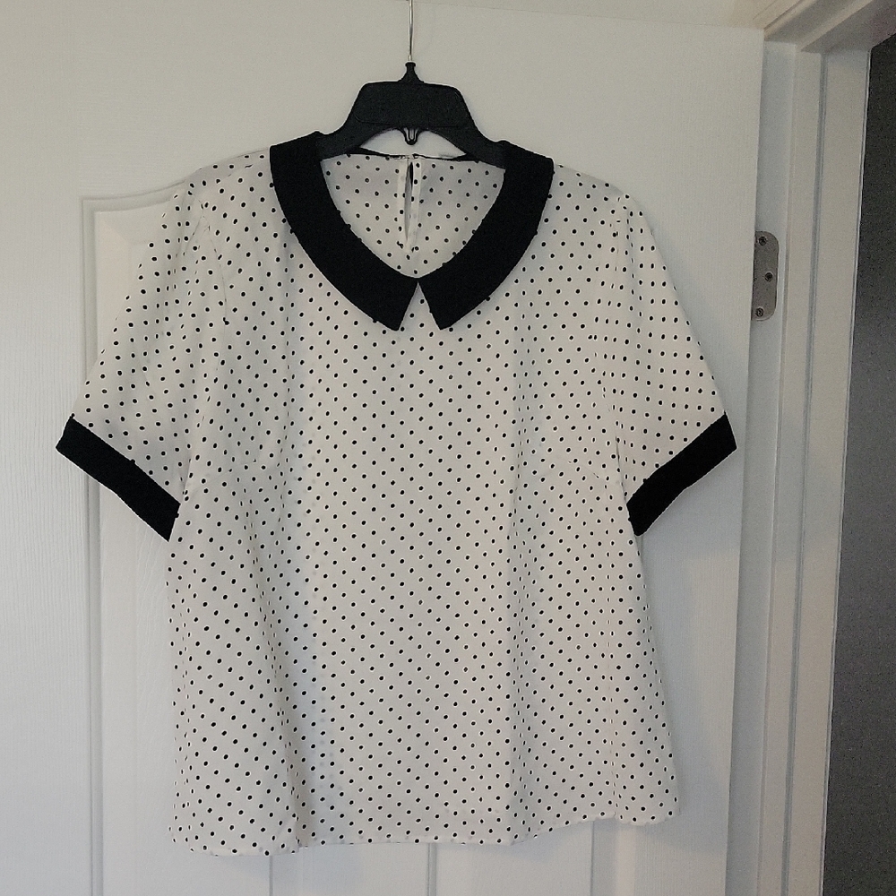 Polka Dot Women's Top with Black Accents